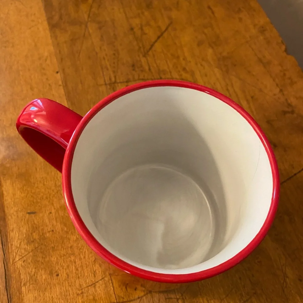 Mars M&M’s Red Coffee Mug Cup ‘Wanna Hear A Joke? DECAF’